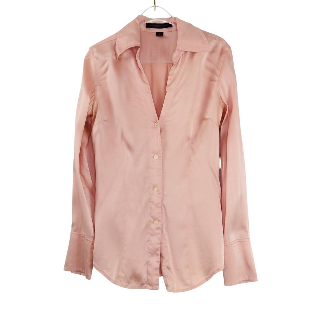 Express Design Studio Blush Pink Silk Button Down Blouse Satin Size Small